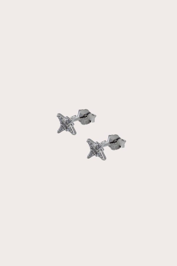 Smulkūs žvaigždžių sidabriniai 925 auskarai su cirkoniais