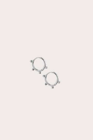 Minimalistiniai sidabriniai 925 hoops auskarai su burbuliukais