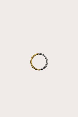 Plonas minimalistinis dvispalvis žiedas - aukso ir sidabro spalvos