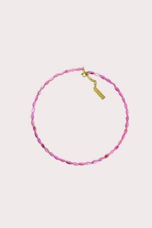 Rožinės spalvos kriauklės kaklo papuošalas / choker | lemonade kolekcija