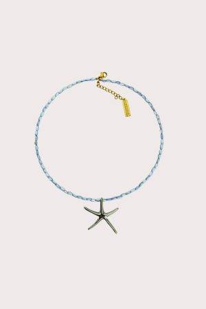 Žydros spalvos minimalistinis kaklo papuošalas / choker su sidabrine žvaigžde | lemonade kolekcija (Kopija)